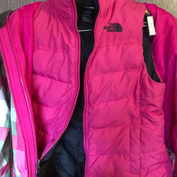 The North Face Winter Jacket-Girls Sz Med 10/12 With Zip In 550 Down Filled Vest - Picture 8 of 9